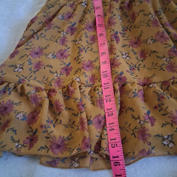 Beautees Girl's Size XL (16) Rust Floral Print Ruffle Hem Skirt - Picture 8 of 8